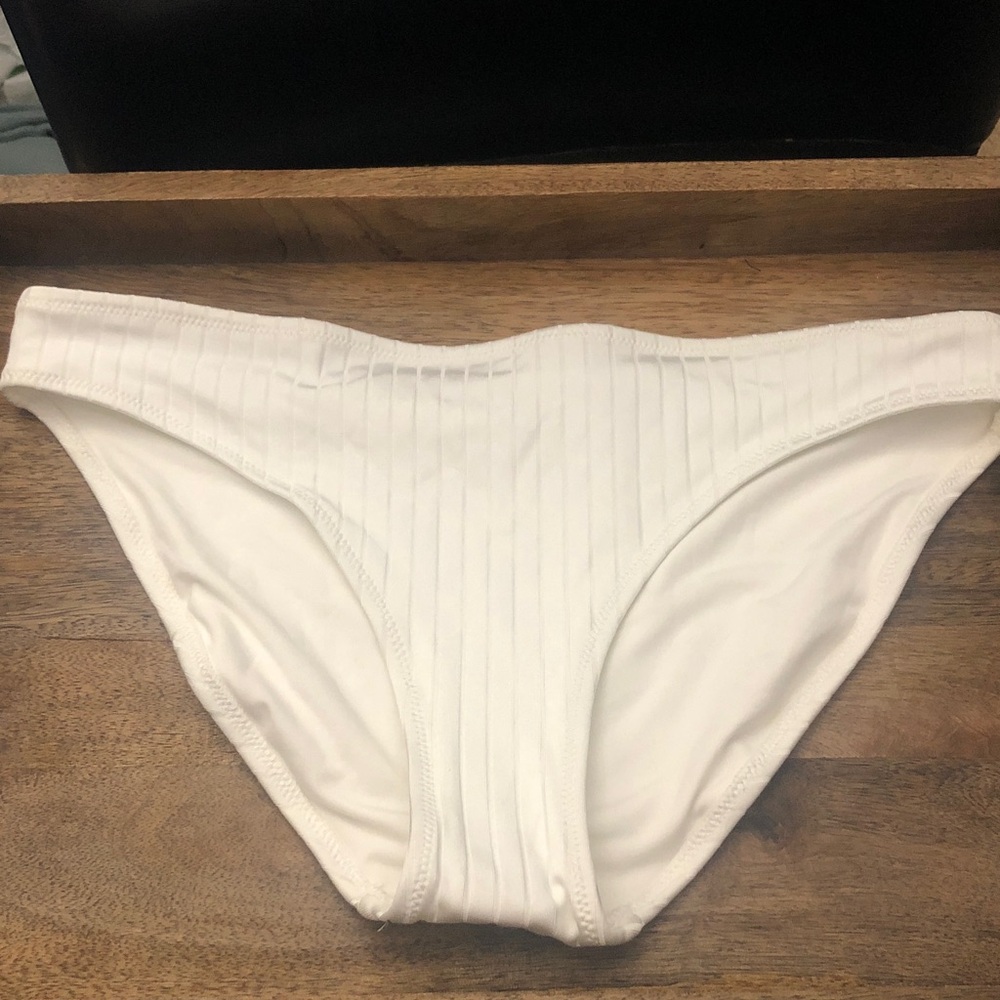 aerie White Ribbed Bikini Bottom